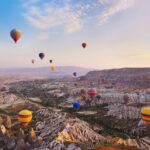 Hot air balloons over a landscape representing emotional regulation and wellbeing